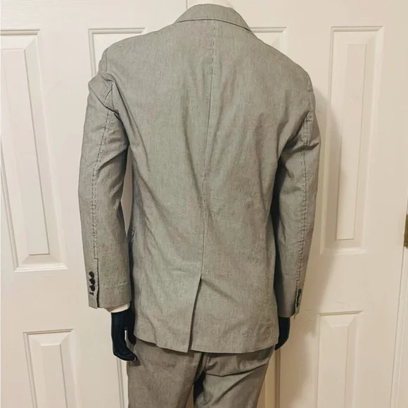 John Varvatos Gray Cotton Pinstriped Suit - Picture 2 of 7